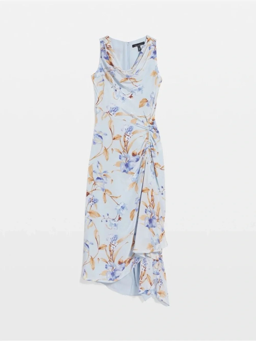 WHITEHOUSE BLACKMARKET•petite cowl neck floral ruched midi dress 8P EUC - Picture 5 of 8